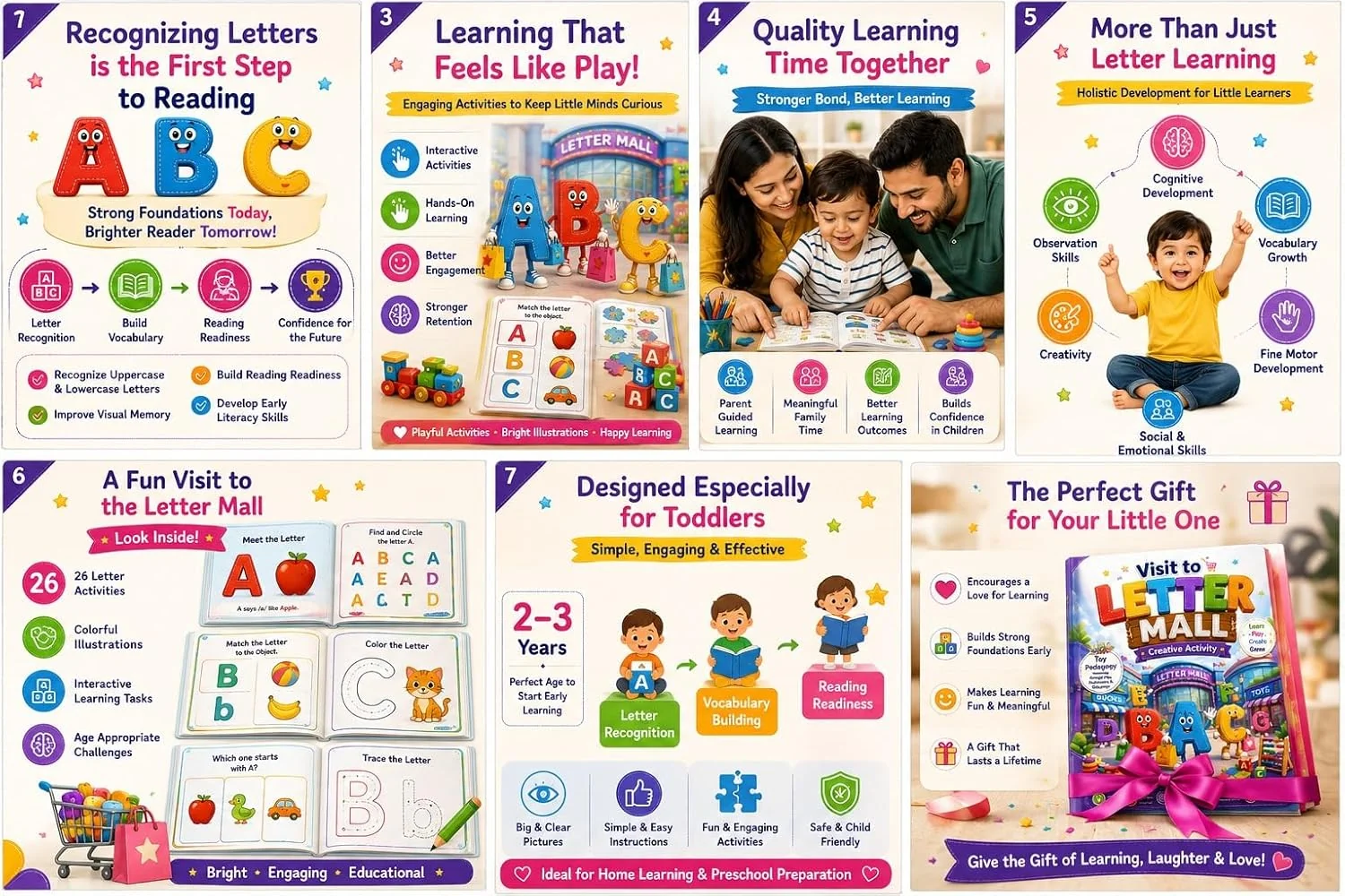 Learning Wings Visit to Letter Mall Creative Activity Book, Ages 2-3 Years, Letter Recognition, Early Literacy (Learning Wings Story Books)